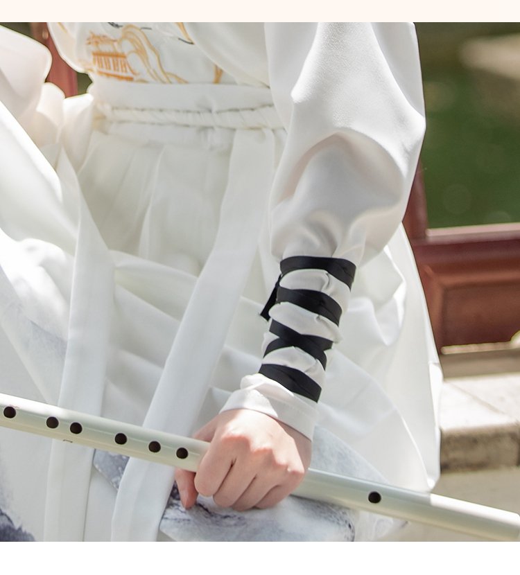 Chinese Ancient Clothing White Hanfu Dress Unisex