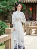Chinese Ancient Clothing White Hanfu Dress Unisex - Image 2