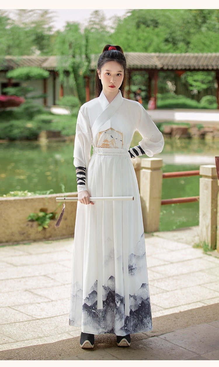 Chinese Ancient Clothing White Hanfu Dress Unisex
