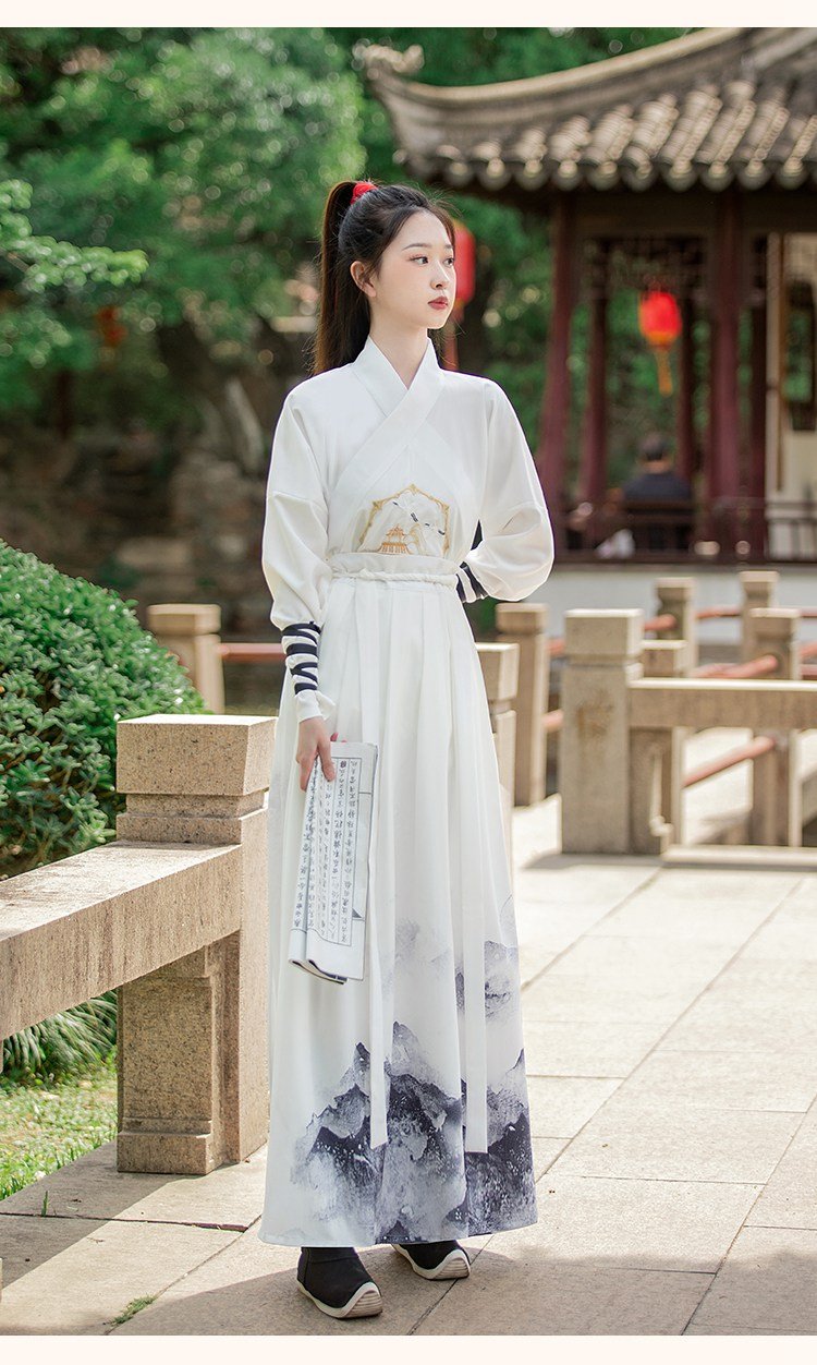 Chinese Ancient Clothing White Hanfu Dress Unisex