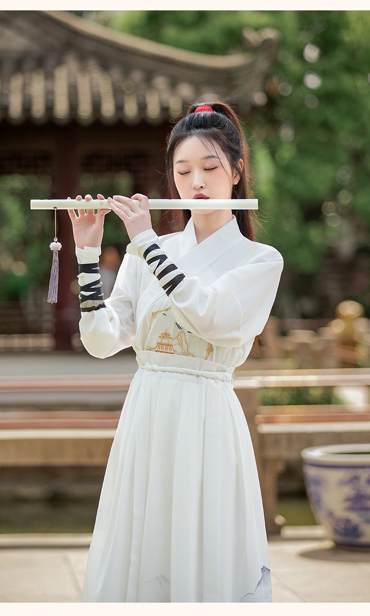 Chinese Ancient Clothing White Hanfu Dress Unisex