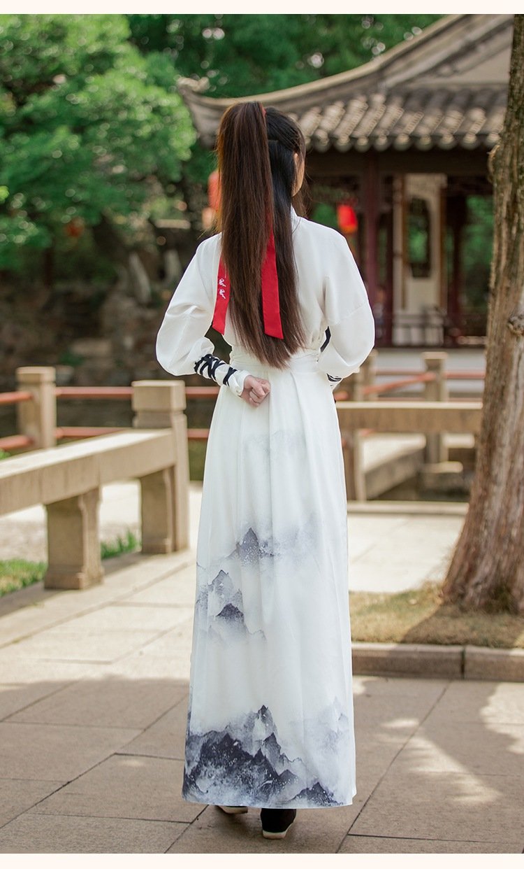 Chinese Ancient Clothing White Hanfu Dress Unisex