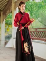 Chinese Ancient Costume Black And Red Hanfu Men Women