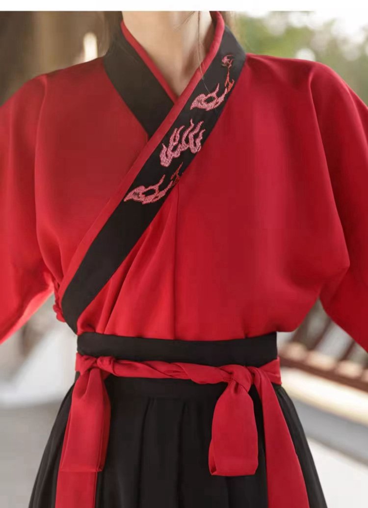 Chinese Ancient Costume Black And Red Hanfu Men Women