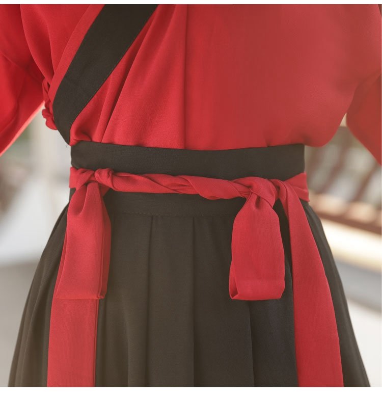 Chinese Ancient Costume Black And Red Hanfu Men Women