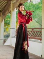 Chinese Ancient Costume Black And Red Hanfu Men Women - Image 3