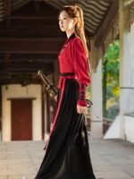 Chinese Ancient Costume Black And Red Hanfu Men Women - Image 4