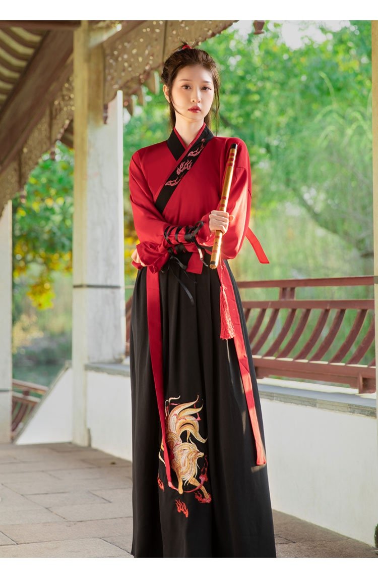 Chinese Ancient Costume Black And Red Hanfu Men Women