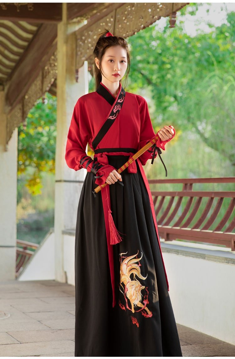 Chinese Ancient Costume Black And Red Hanfu Men Women
