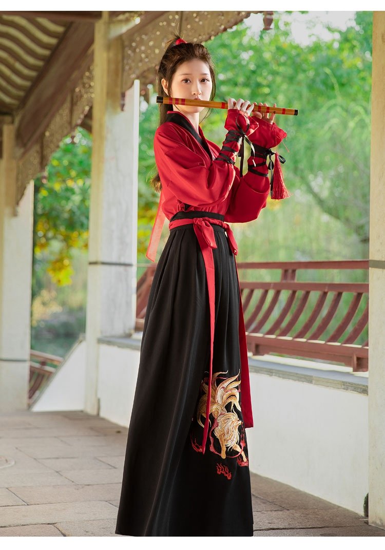 Chinese Ancient Costume Black And Red Hanfu Men Women