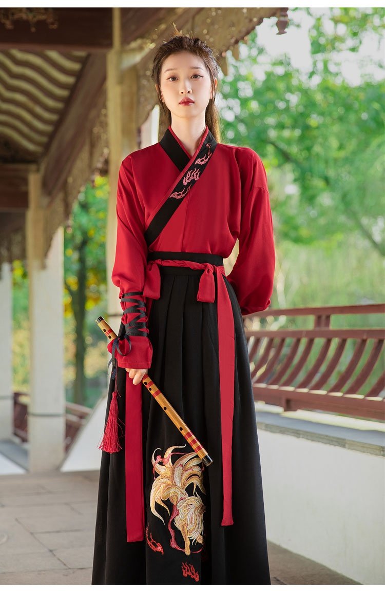 Chinese Ancient Costume Black And Red Hanfu Men Women