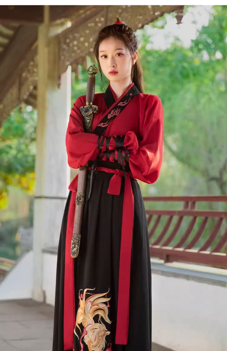 Chinese Ancient Costume Black And Red Hanfu Men Women