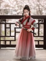 Chinese Ancient Style Clothing Red Hanfu Girl