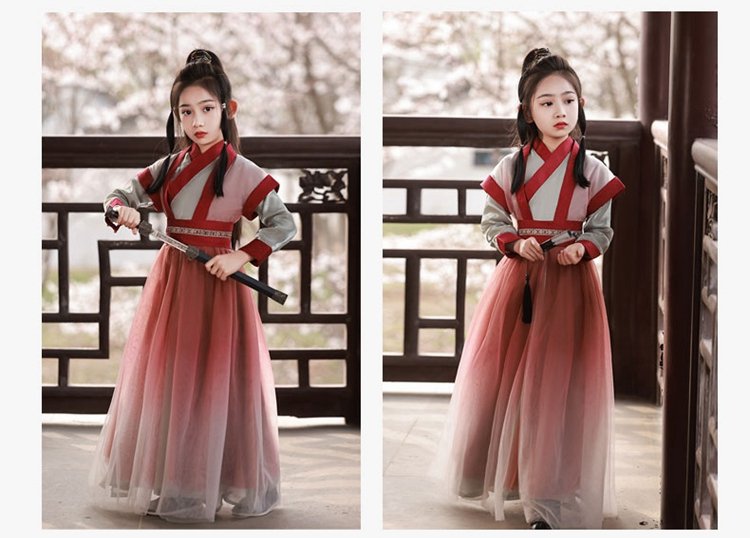 Chinese Ancient Style Clothing Red Hanfu Girl