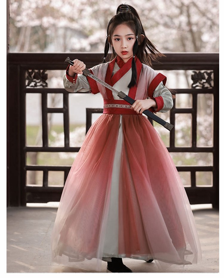 Chinese Ancient Style Clothing Red Hanfu Girl