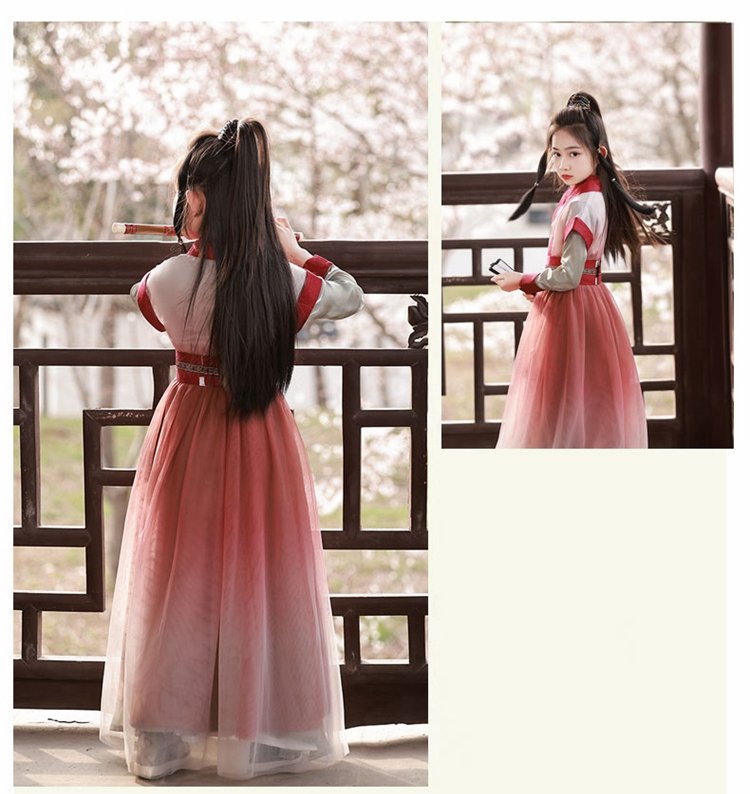 Chinese Ancient Style Clothing Red Hanfu Girl