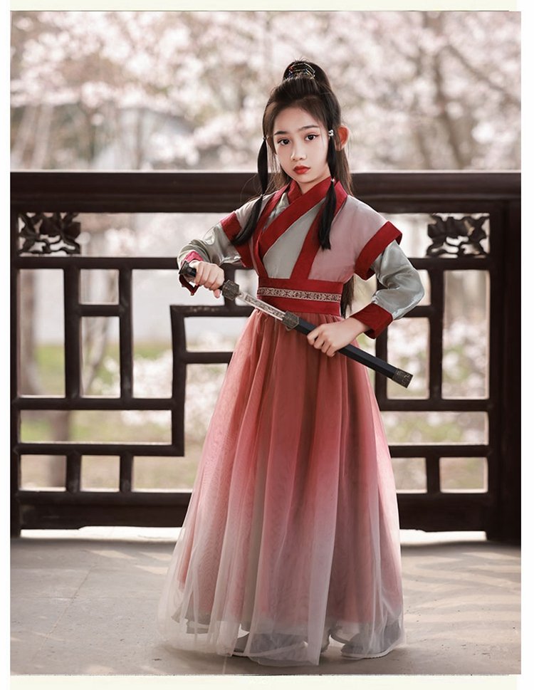 Chinese Ancient Style Clothing Red Hanfu Girl