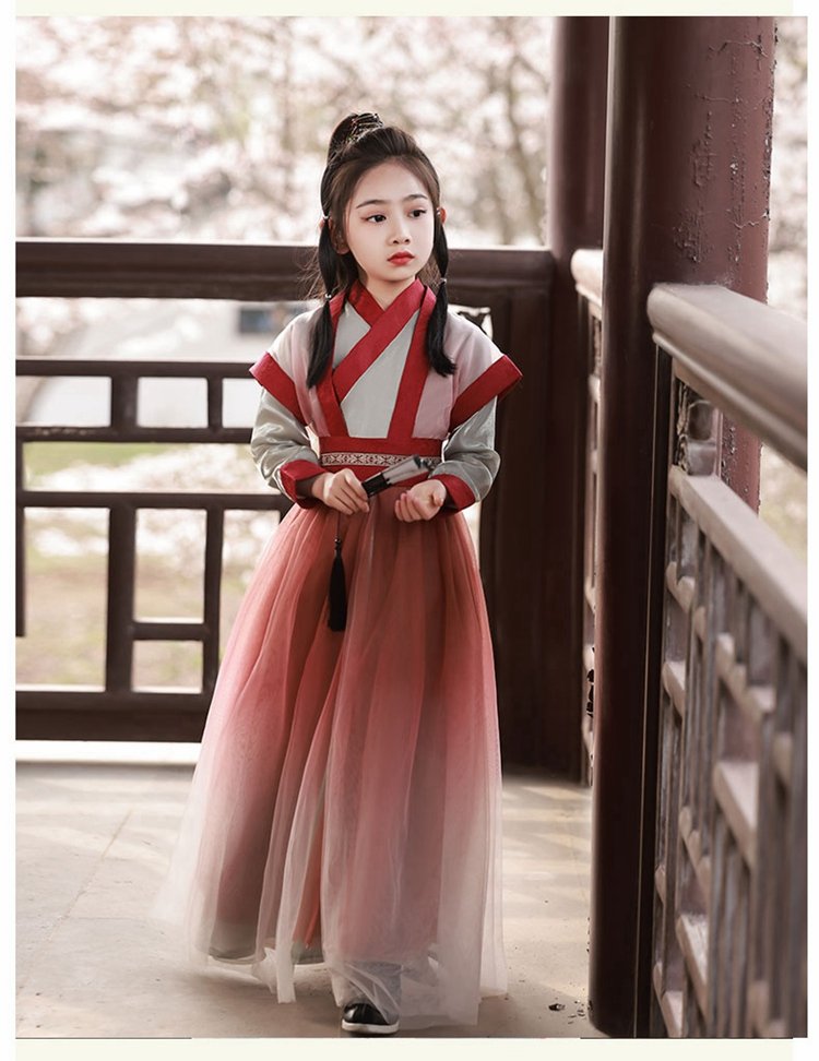 Chinese Ancient Style Clothing Red Hanfu Girl