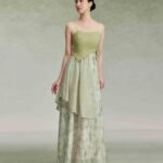 Chinese Bamboo Leaf Print Suspender Dress