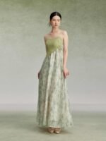 Chinese Bamboo Leaf Print Suspender Dress - Image 2