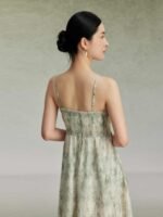 Chinese Bamboo Leaf Print Suspender Dress - Image 4