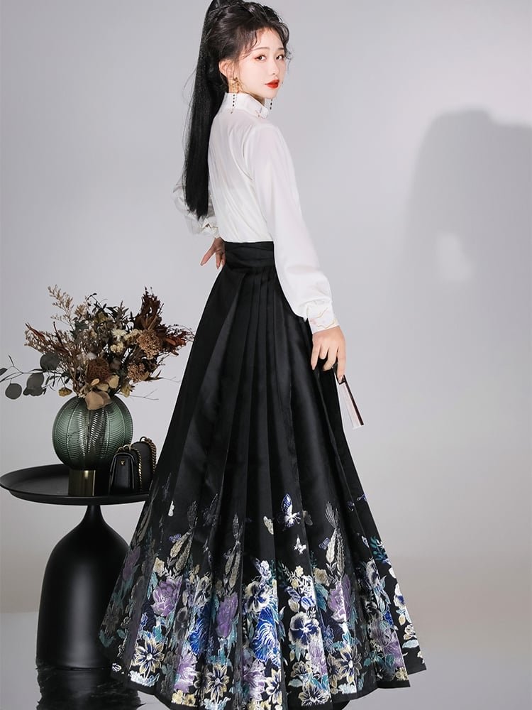 Chinese Clothing White Black Modern Hanfu Dress