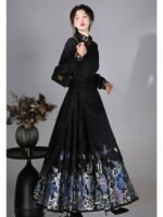 Chinese Clothing White Black Modern Hanfu Dress