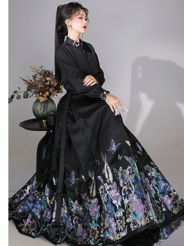 Chinese Clothing White Black Modern Hanfu Dress