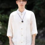 Chinese Collar Shirt For Men Casual Suit Short-Sleeved Top
