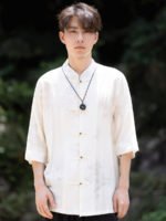 Chinese Collar Shirt For Men Casual Suit Short-Sleeved Top