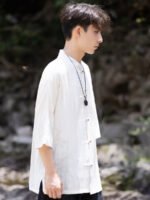 Chinese Collar Shirt For Men Casual Suit Short-Sleeved Top - Image 3