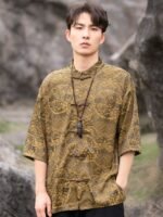 Chinese Collar Shirt Retro Printed Shirt Men - Image 2