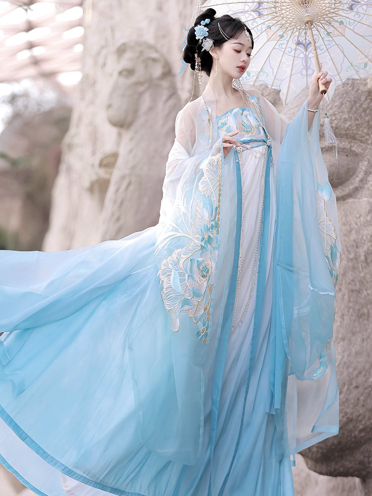 Chinese Cosplay Costumes Blue Hanfu Dress