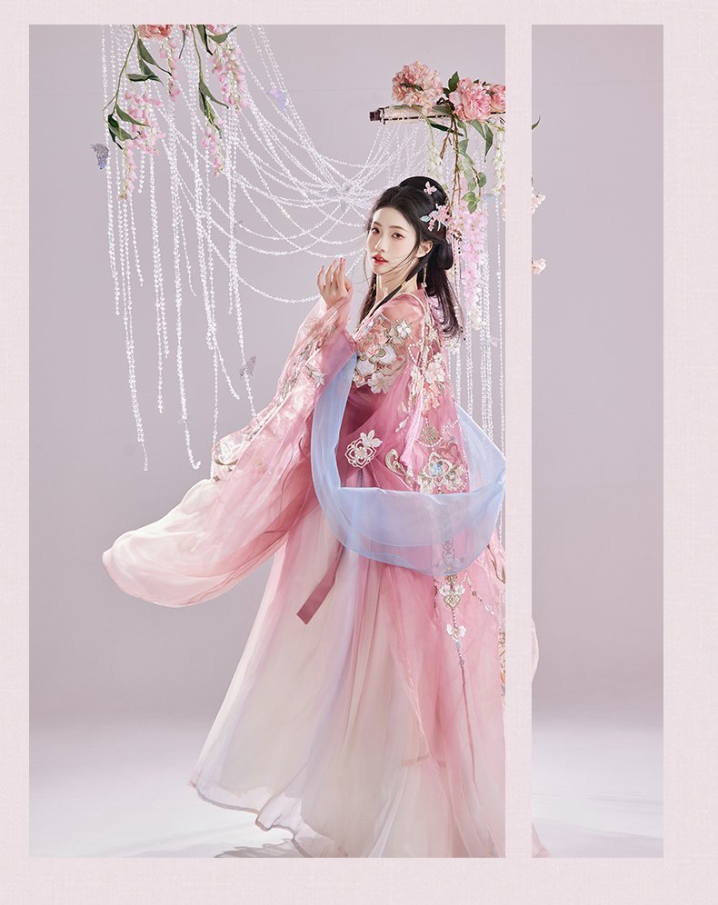 Chinese Dance Costume Tang Style Embridered Hanfu Dress