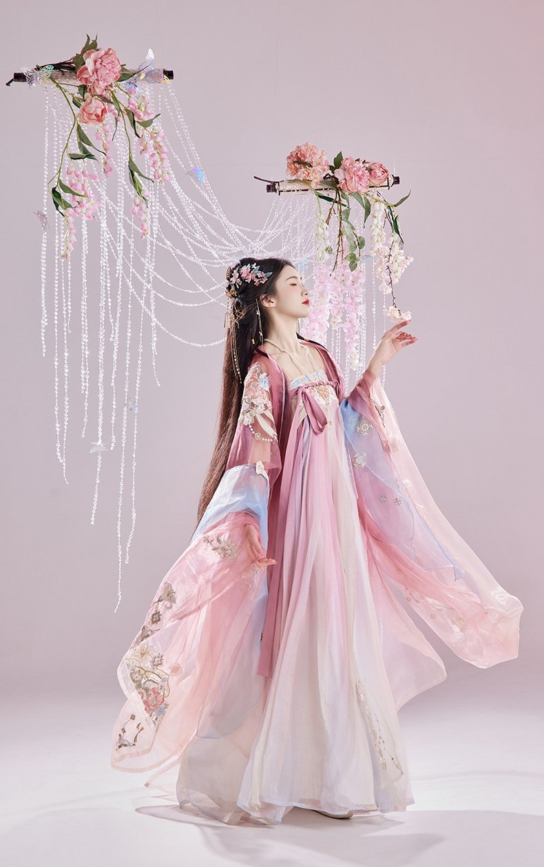 Chinese Dance Costume Tang Style Embridered Hanfu Dress