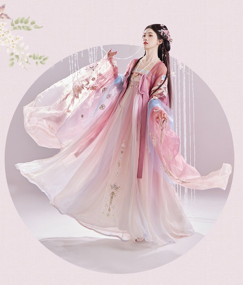 Chinese Dance Costume Tang Style Embridered Hanfu Dress
