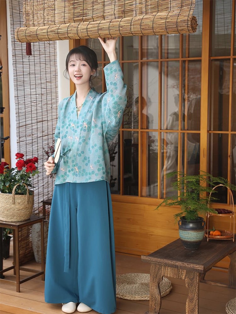 Chinese Dress Blue Hanfu Women National Style Outfit