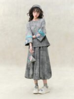 Chinese Embroidered Cotton Skirt Top Set - Image 2