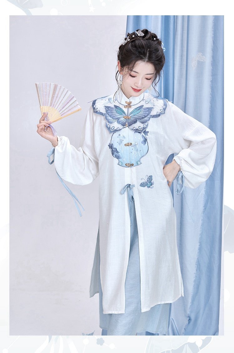 Chinese Hanfu Ming Dynasty Clothes Long Shirt With Dress