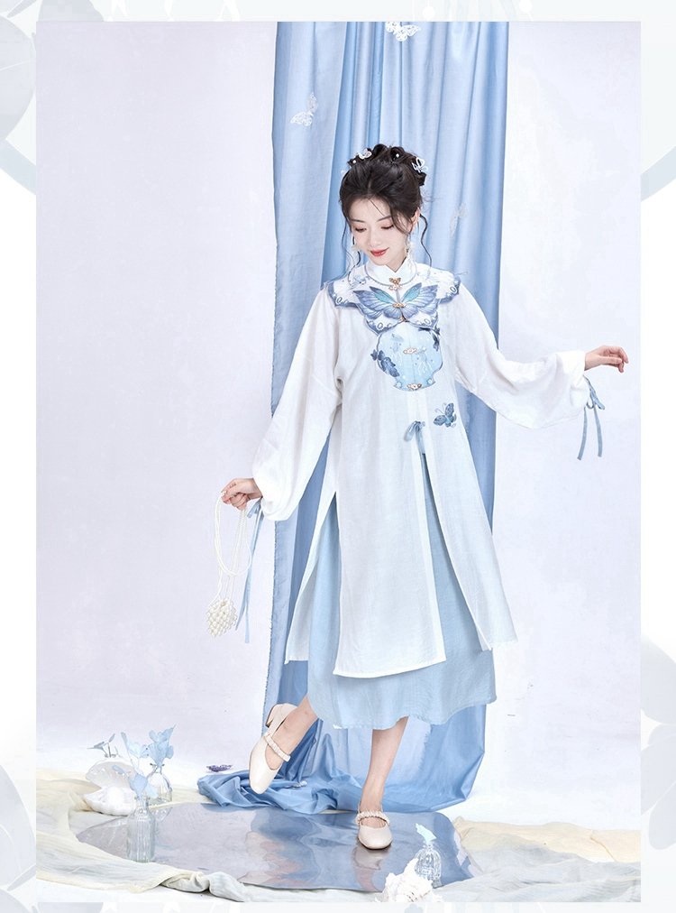 Chinese Hanfu Ming Dynasty Clothes Long Shirt With Dress