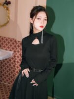 Chinese Hanfu Pants Long Sleeved Black Shirt - Image 4