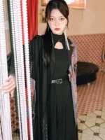Chinese Hanfu Pants Long Sleeved Black Shirt - Image 5