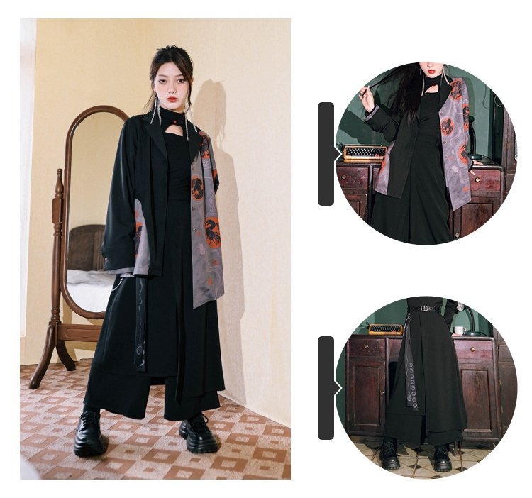 Chinese Hanfu Pants Long Sleeved Black Shirt