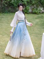 Chinese Inspired Outfit Gradual Embroidered Daily Hanfu Dress - Image 2