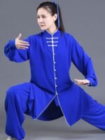 Chinese Kung Fu Clothing Blue Tai Chi Performance Suit Unisex