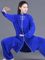 Chinese Kung Fu Clothing Blue Tai Chi Performance Suit Unisex - Image 3