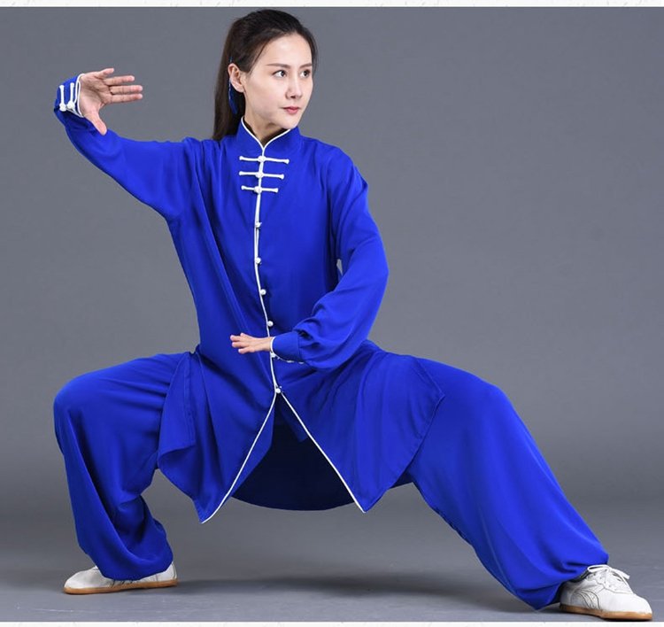 Chinese Kung Fu Clothing Blue Tai Chi Performance Suit Unisex