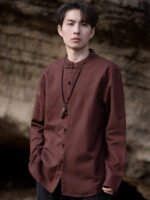 Chinese Linen Shirt Men Long Sleeve Tang Suit Shirt