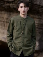 Chinese Linen Shirt Men Long Sleeve Tang Suit Shirt - Image 2