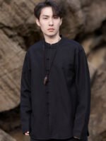 Chinese Linen Shirt Men Long Sleeve Tang Suit Shirt - Image 3